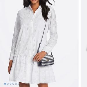 Draper James Striped eyelet flounce shift …